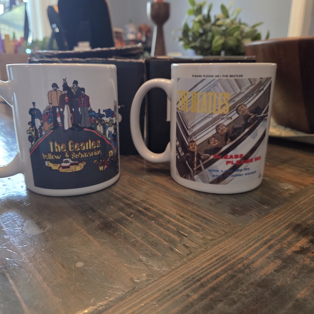 The Beatles Yellow Submarine and Please Please Me Mugs